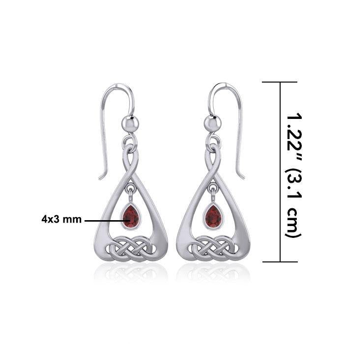 Celtic Knot Silver Earrings  with Dangling Gemstone TER1794 - Jewelry