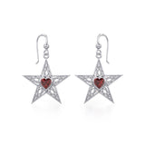 Celtic Star Silver Earrings with Heart Gemstone TER1881