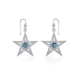 Celtic Star Silver Earrings with Heart Gemstone TER1881 - Jewelry