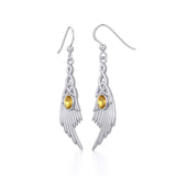 Celtic Knot Angel Wing Silver Earrings with Oval Gemstone TER1927 - Jewelry