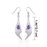 Celtic Knot Angel Wing Silver Earrings with Oval Gemstone TER1927 - Jewelry