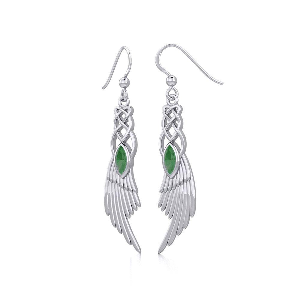 Celtic Knot Angel Wing Silver Earrings with Marquise Gemstone TER1928 - Jewelry
