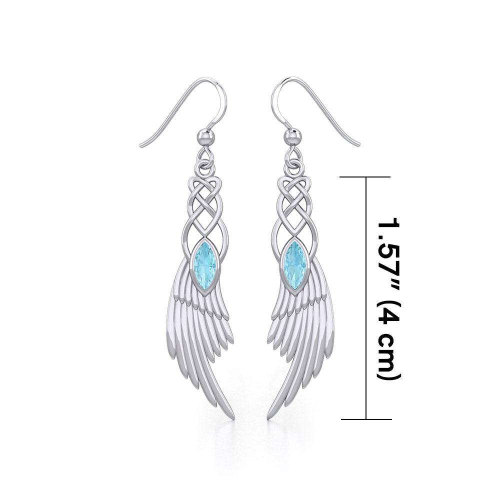 Celtic Knot Angel Wing Silver Earrings with Marquise Gemstone TER1928 - Jewelry