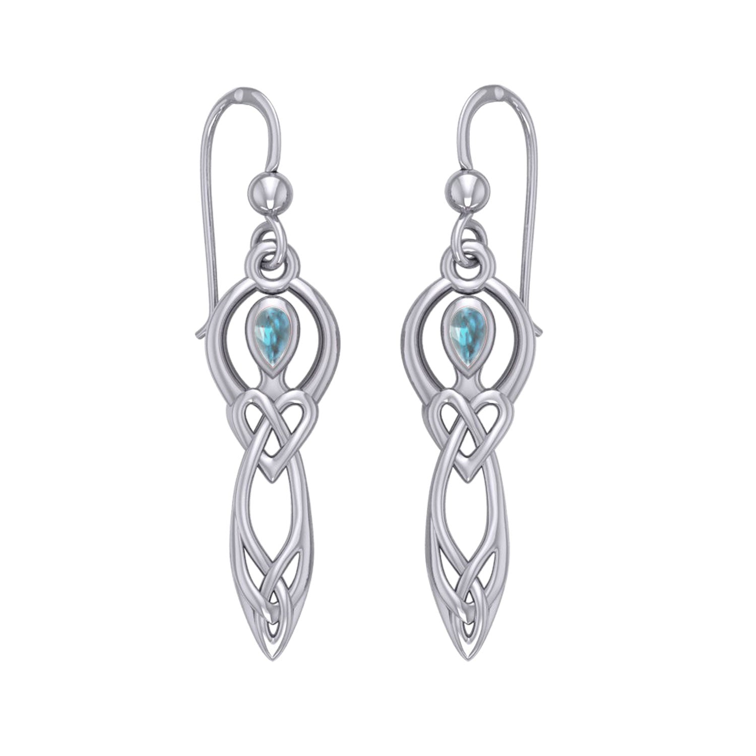 Celtic Knotwork Goddess with Gemstone Silver Earrings TER2051