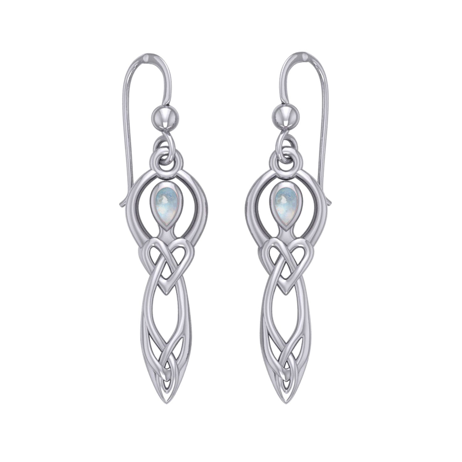 Celtic Knotwork Goddess with Gemstone Silver Earrings TER2051