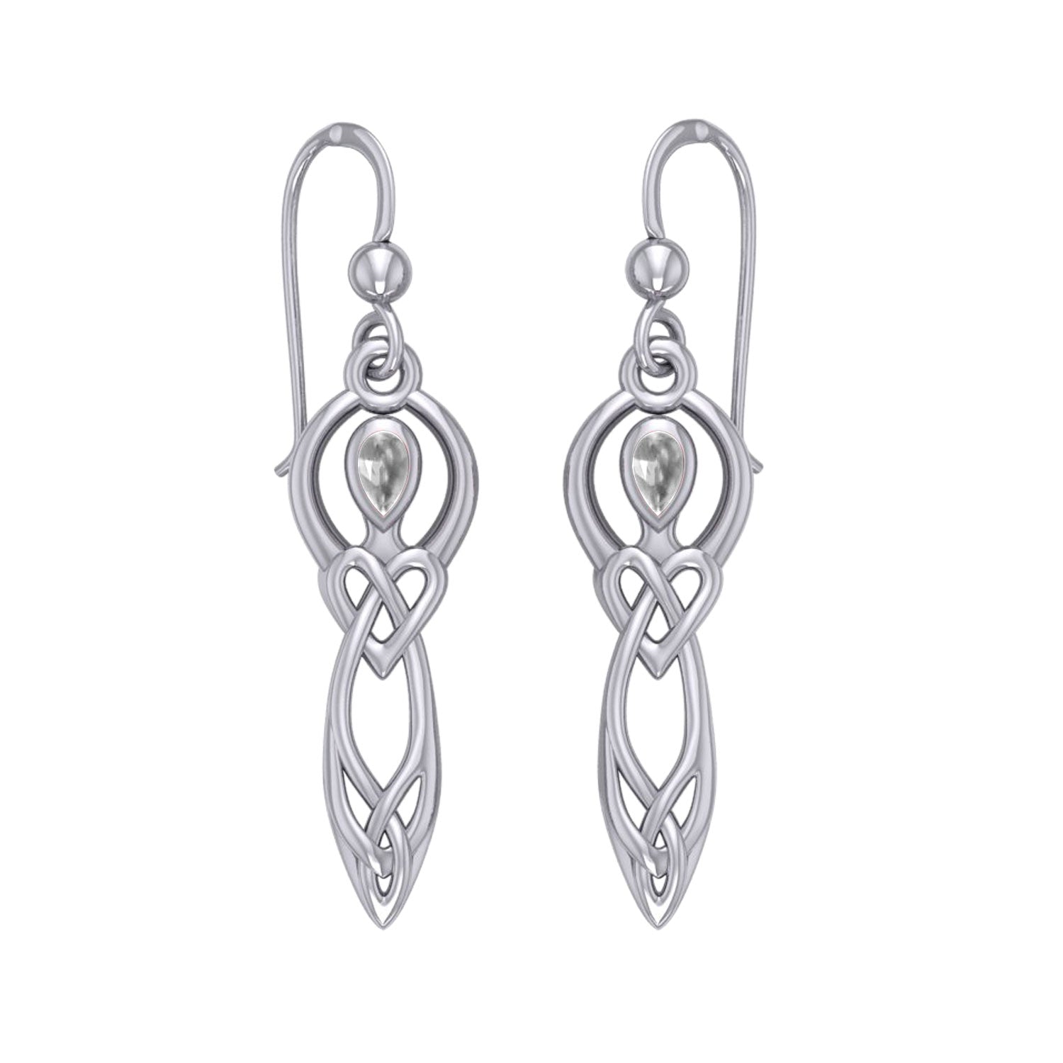 Celtic Knotwork Goddess with Gemstone Silver Earrings TER2051