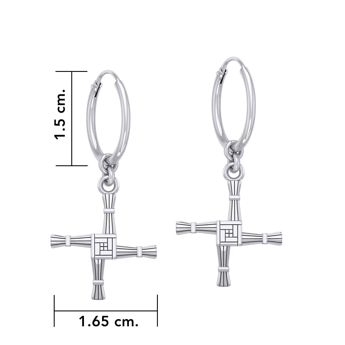 Small Brigids Cross Silver Hoop Earrings TER2106