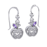 Celtic Spiritual Fruit Apple with Double Heart Sterling Silver Earrings with Gemstone TER2235