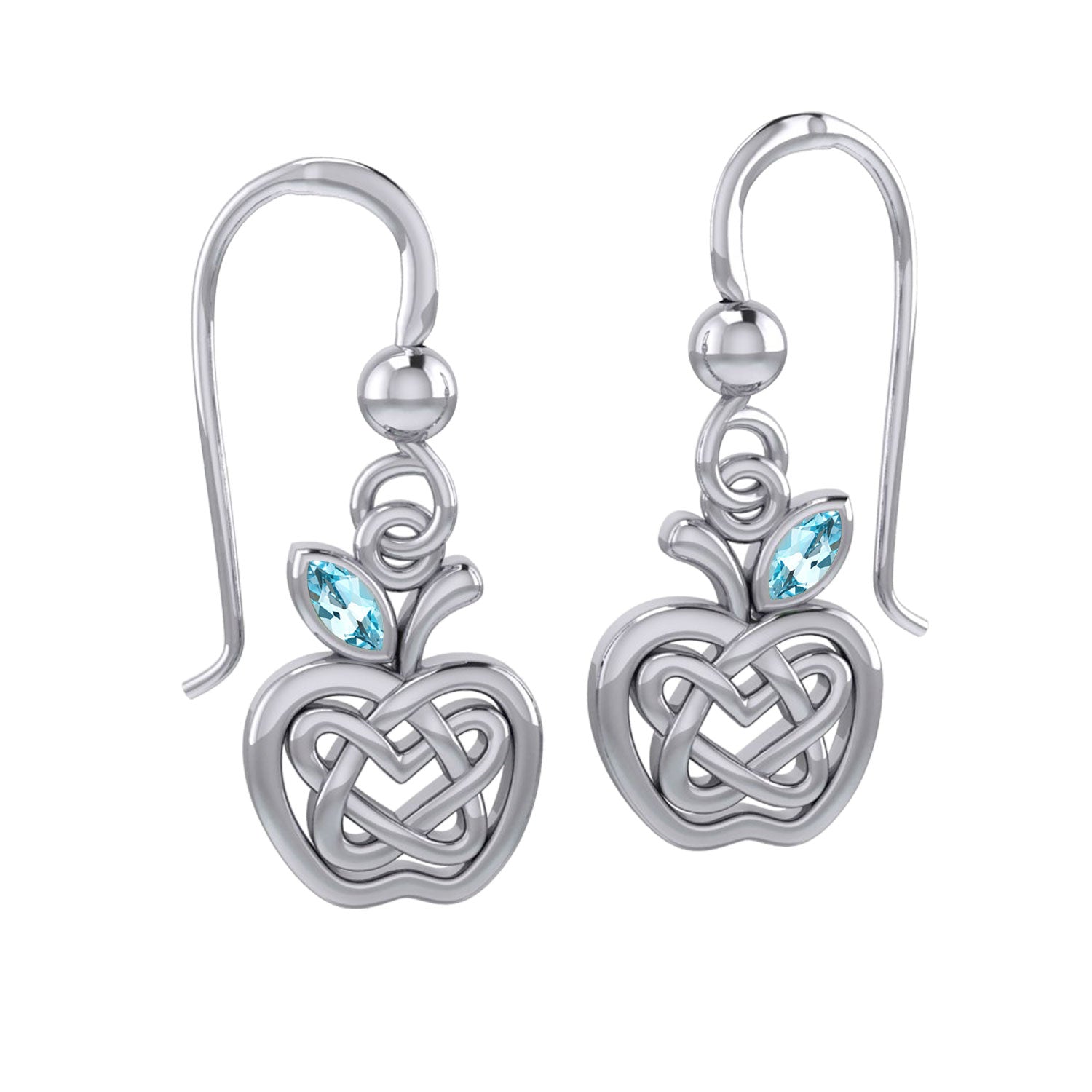 Celtic Spiritual Fruit Apple with Double Heart Sterling Silver Earrings with Gemstone TER2235