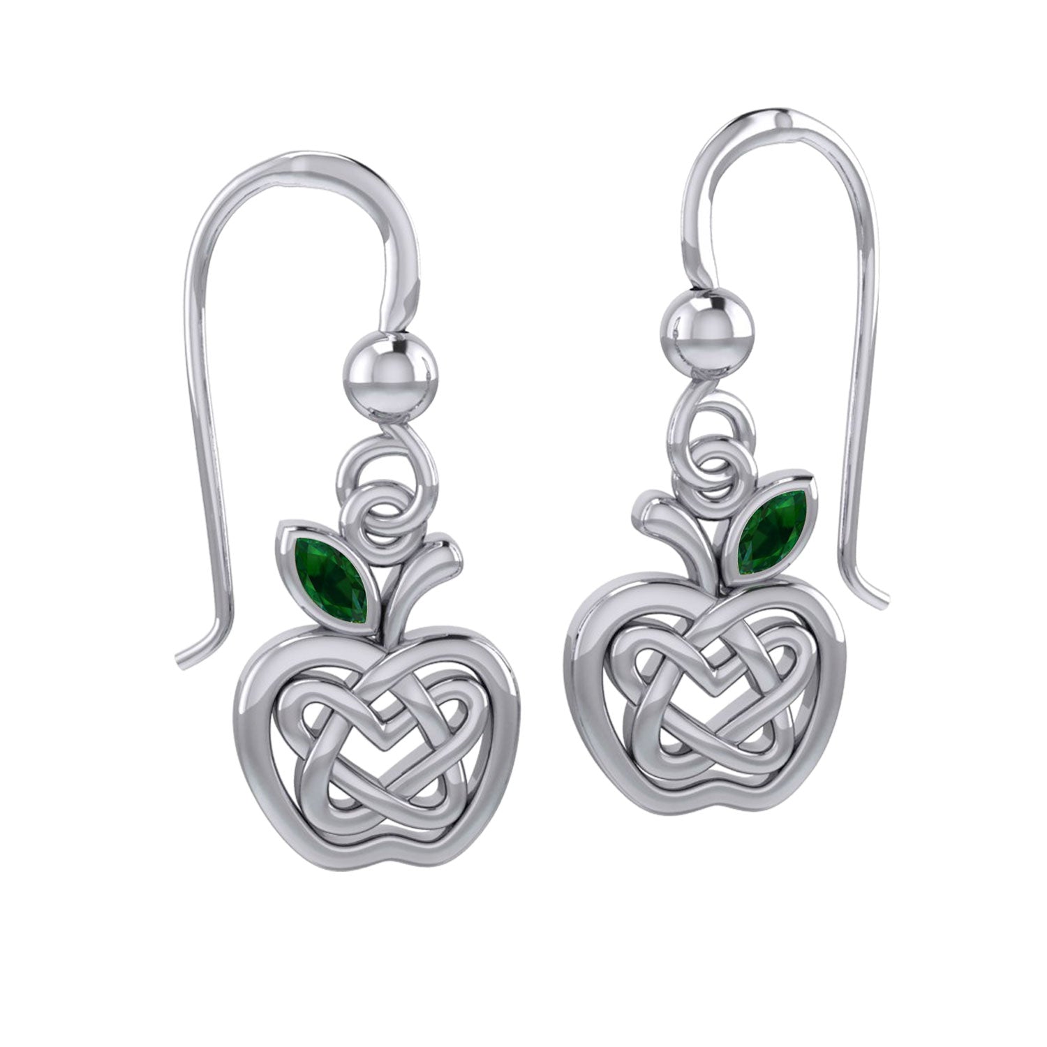 Celtic Spiritual Fruit Apple with Double Heart Sterling Silver Earrings with Gemstone TER2235