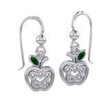 Celtic Spiritual Fruit Apple with Double Heart Sterling Silver Earrings with Gemstone TER2235