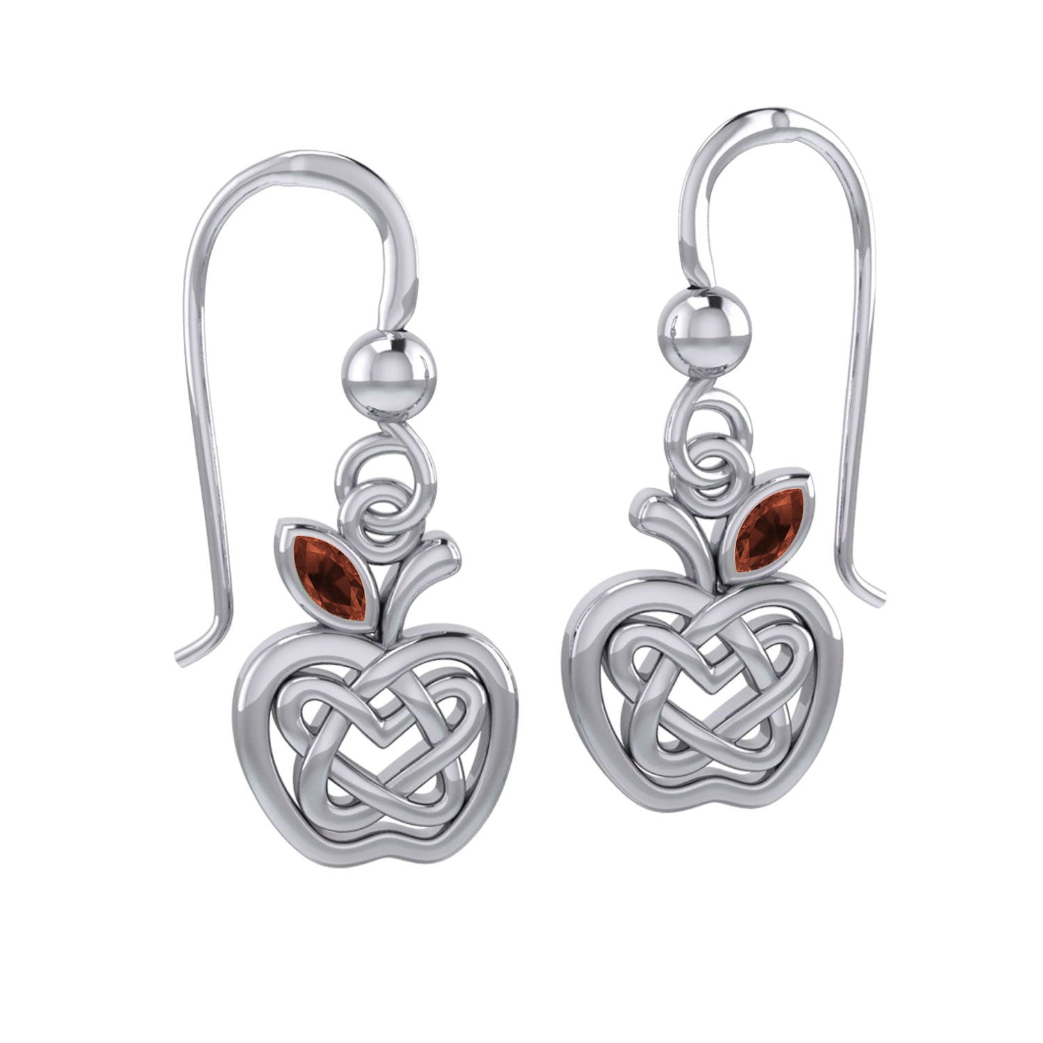 Celtic Spiritual Fruit Apple with Double Heart Sterling Silver Earrings with Gemstone TER2235