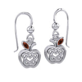 Celtic Spiritual Fruit Apple with Double Heart Sterling Silver Earrings with Gemstone TER2235