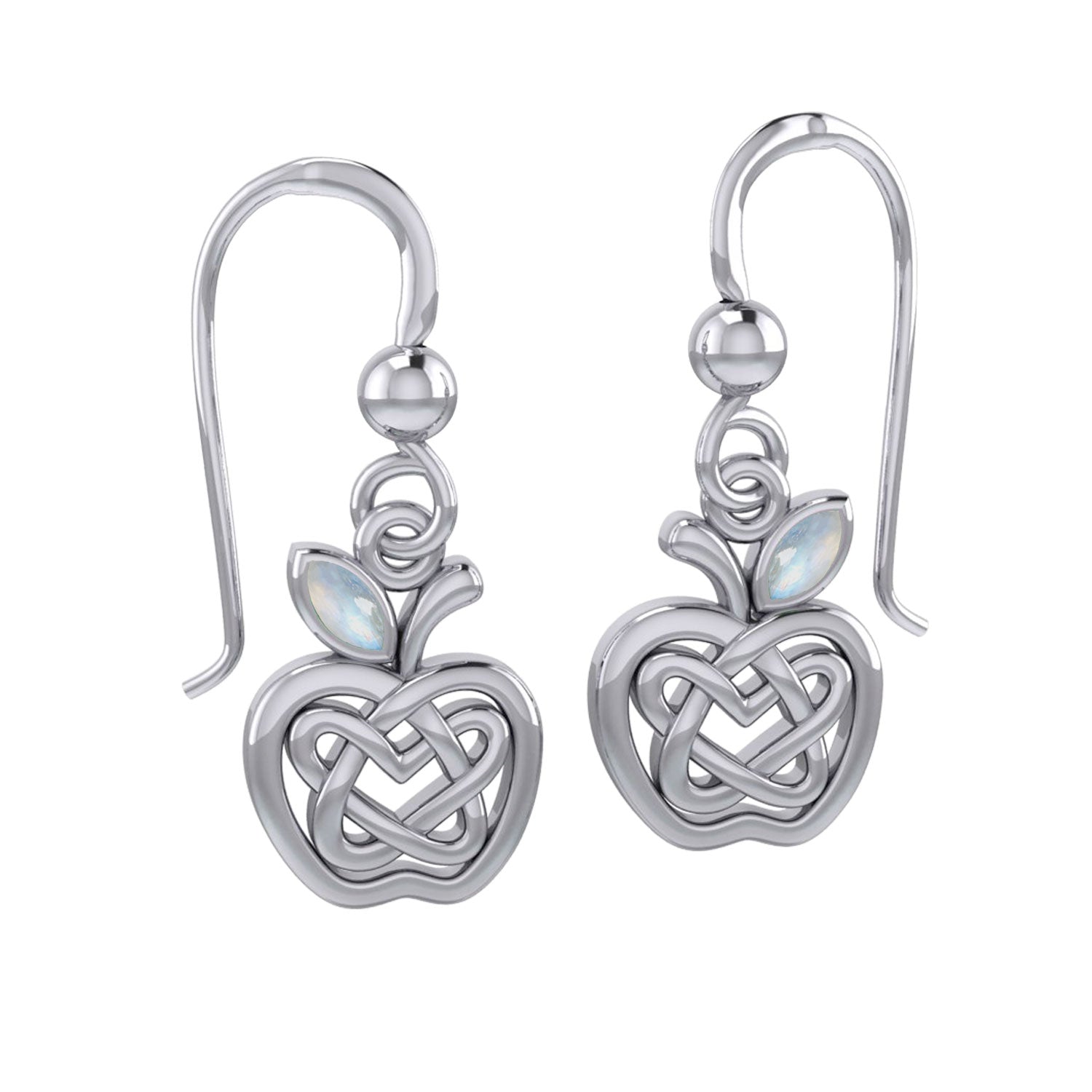 Celtic Spiritual Fruit Apple with Double Heart Sterling Silver Earrings with Gemstone TER2235
