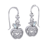 Celtic Spiritual Fruit Apple with Double Heart Sterling Silver Earrings with Gemstone TER2235