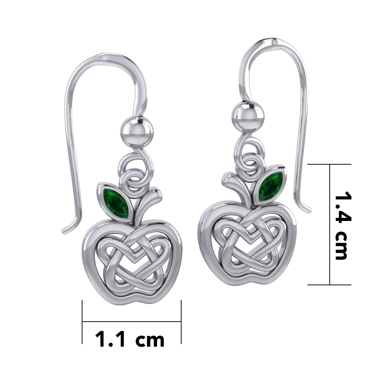 Celtic Spiritual Fruit Apple with Double Heart Sterling Silver Earrings with Gemstone TER2235