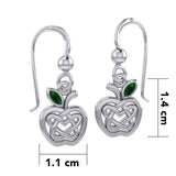Celtic Spiritual Fruit Apple with Double Heart Sterling Silver Earrings with Gemstone TER2235