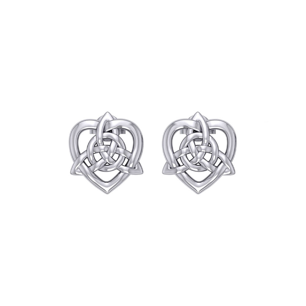 Celtic Heart And Triquetra Sterling Silver Post Earrings TER2160