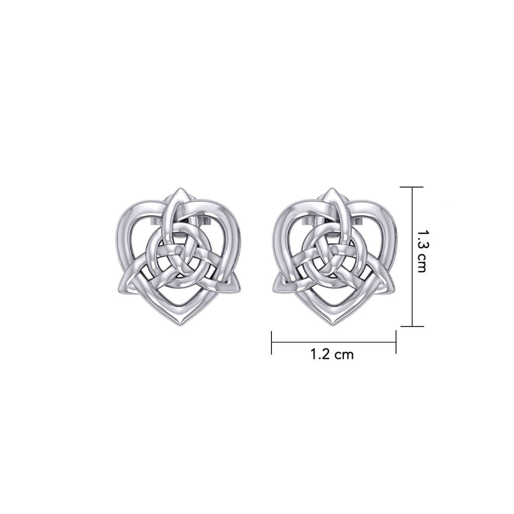 Celtic Heart And Triquetra Sterling Silver Post Earrings TER2160