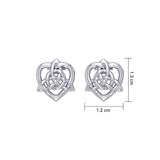 Celtic Heart And Triquetra Sterling Silver Post Earrings TER2160