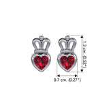 Gemstone Heart With Crown Sterling Silver Post Earrings TER2181