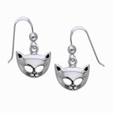 Cat Mask Sterling Silver Hook Earrings TER363