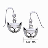 Cat Mask Sterling Silver Hook Earrings TER363