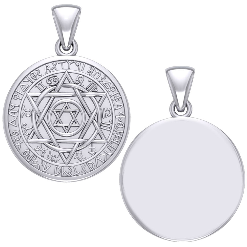 Large Seal of Solomon with Zodiac Symbol Silver Pendant TMD320-CUSTOM