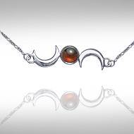 Crescent Moons Silver Necklace TN254 - Jewelry