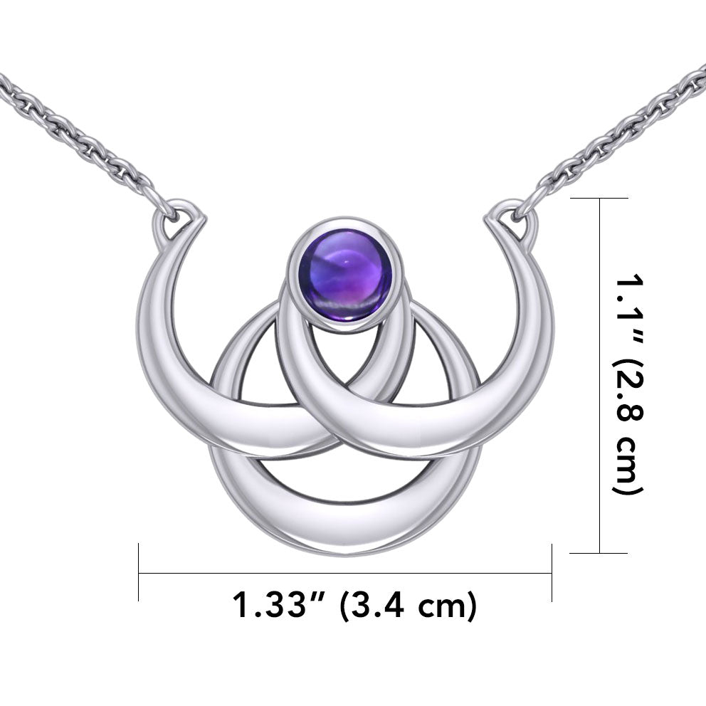 Triple Blue Moon Silver Necklace with Gemstone TN263