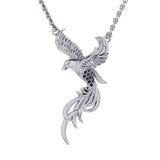 Alighting breakthrough of the Mythical Phoenix ~ Sterling Silver Jewelry Pendant with Crystal Accents TNC232 - Jewelry