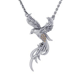 Alighting breakthrough of the Mythical Phoenix ~ Sterling Silver Jewelry Pendant with Crystal Accents TNC232 - Jewelry