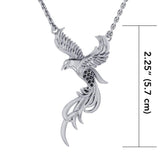 Alighting breakthrough of the Mythical Phoenix ~ Sterling Silver Jewelry Pendant with Crystal Accents TNC232 - Jewelry