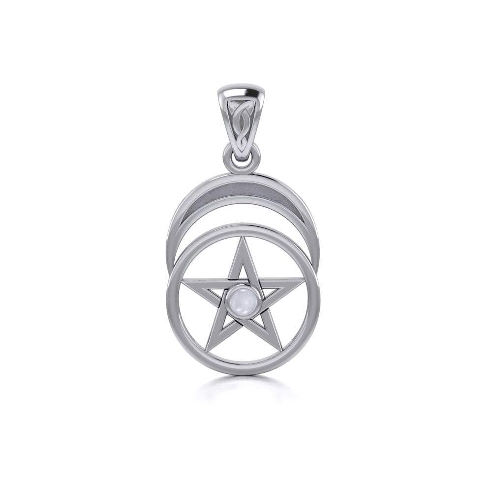 The Pentacle with Moon Silver Pendant TP1279 - Jewelry