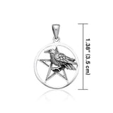 Raven on Pentacle Sterling Silver Pendant TP1530