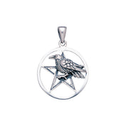 Raven on Pentacle Sterling Silver Pendant TP1530