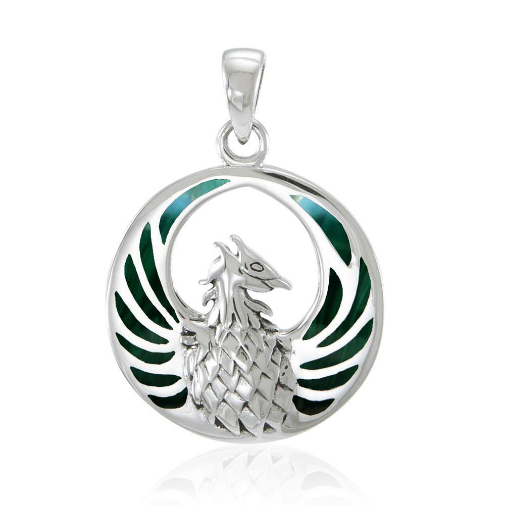 Silver Phoenix Pendant with Gem TP2819 - Jewelry