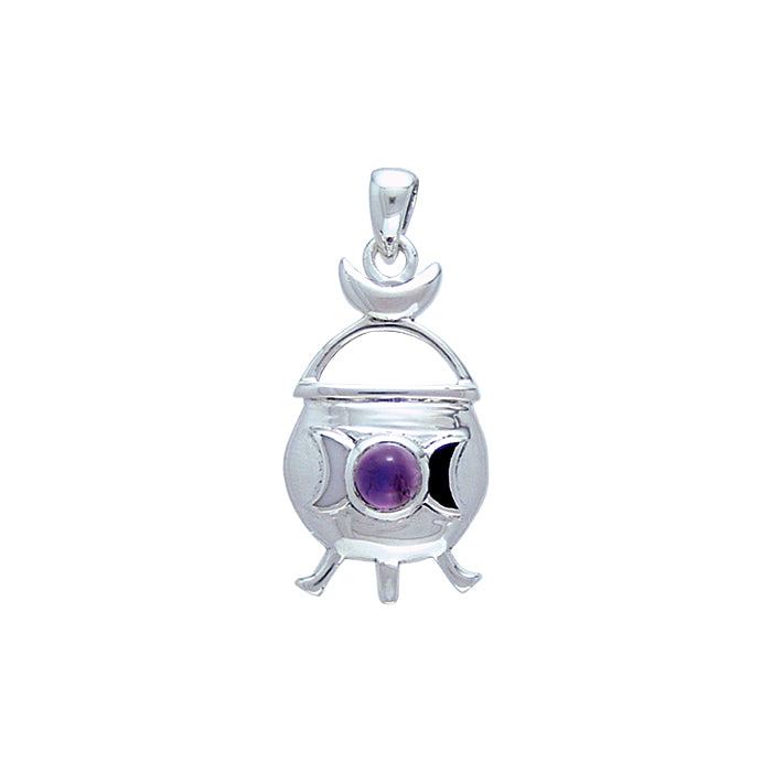 Magickal Witches Cauldron Silver Pendant TP3269