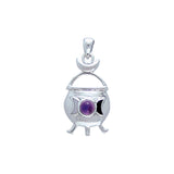 Magickal Witches Cauldron Silver Pendant TP3269