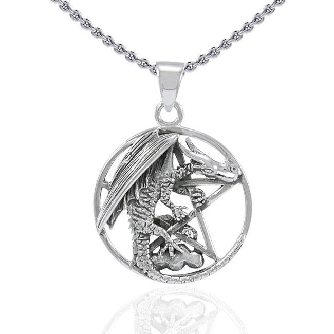 Dragon Clutching The Star Silver Pendant TP976 - Jewelry