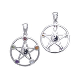 Pentacle Yin Yang Sterling Silver Pendant With Gems TPD109
