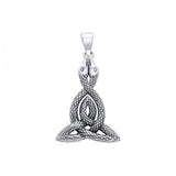 Hides the powerful ~ Celtic Knotwork Snake Sterling Silver Pendant TPD1108