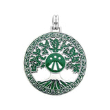 Druid Oak Sterling Silver Pendant with Green Enamel By Oberon Zell TPD2162