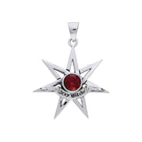 Sexy Witch Seven Pointed Star with Gemstone Silver Pendant TPD2929