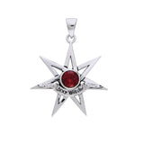 Sexy Witch Seven Pointed Star with Gemstone Silver Pendant TPD2929