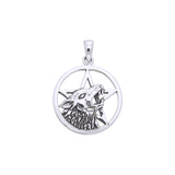 Wolf on Pentagram Silver Pendant TPD3137