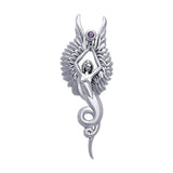 Captured by the Grace of the Angel Phoenix Sterling Silver Pendant TPD3266