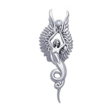 Captured by the Grace of the Angel Phoenix ~ Sterling Silver Jewelry Pendant with Gemstone TPD3266 - Jewelry