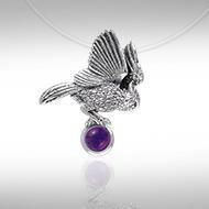Believe in the underworld connection ~ Ted Andrews Great Horned Owl Pendant with Gemstone TPD341 - Jewelry