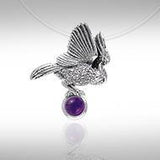 Believe in the underworld connection ~ Ted Andrews Great Horned Owl Pendant with Gemstone TPD341 - Jewelry